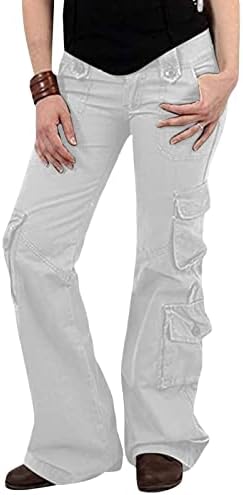 Zlovhe smeđe teretne hlače Žene, ženske vrećaste teretne hlače s džepovima široke nogu za noge labave kombinezone duge hlače