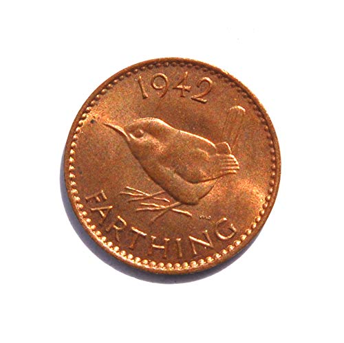 1942. UK Ujedinjeno Kraljevstvo George VI s 'Ind: Imp' WWII 1 Farthing Coin Fine