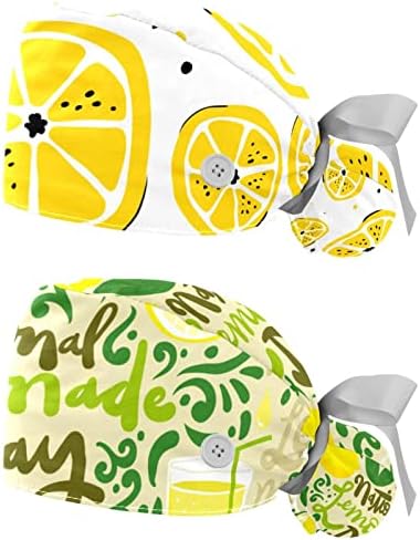 Homedecorzone 2 komada uzorak voćnog limuna žuti radni šešir bouffant kapica jedna veličina multi boja