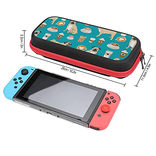 Nošenje futrole za Nintendo Switch Case Pugs Slatka tirkizni pas Pugs otporan na šok zaštitne zaštitne kućice s 20 utora