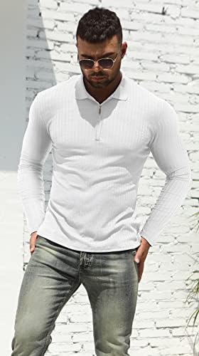 Nitagut muške polo majice duge i kratke rukave Slim Fit Zip majice za trening za sportski golf tenis