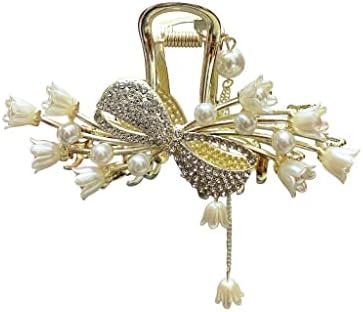 Xjjzs elegantna zvona cvjetna obruba velika rez s kopčom luk biser kosa isječak na stražnjoj strani glave isječak morskog