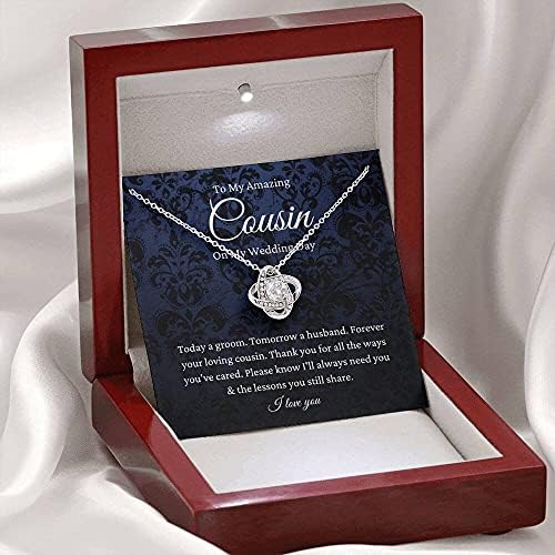 Kartica s porukama, ručno izrađena ogrlica- Personalizirani poklon ljubav čvor, rođak poklon mladoženja od rođaka do vjenčanog