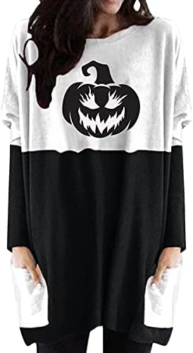 Zemub Halloween Womens pulover Twishirts Twimnects Crewneck Print začin labave boje podudaranje povremenih dugih kapuljača