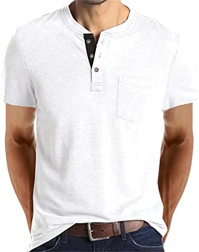 Muški casual golf majica bez ovratnika suho fit rastezanje prozračne lagane majice pamučni džep kratki rukavac