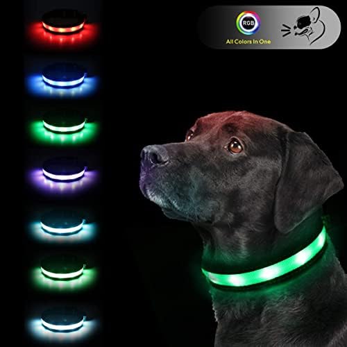 Yacig 4FT LED pseći povodac i X-Small LED set za ovratnik za pse, USB punjiv 7 Promjena boja za pseće ovratnik i povodca