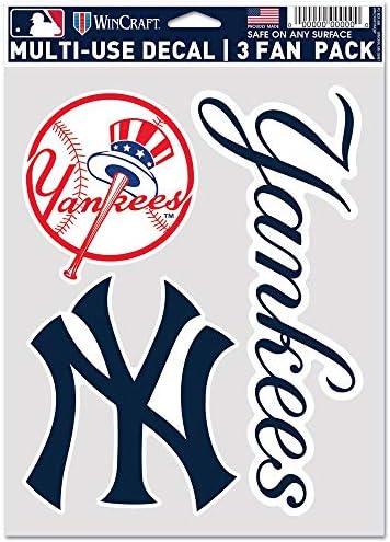MLB New York Yankees Decal Multi -upotreba Fan 3 Pack, Team Boje, jedna veličina