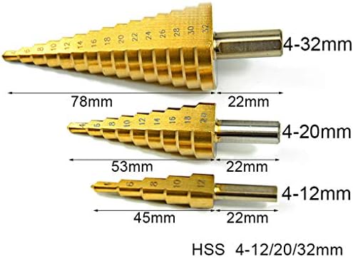 3PCS HSS Titanio zakopčaju diritte flauta gradino punte 4-32 mm 4-20 mm 4-12 mm