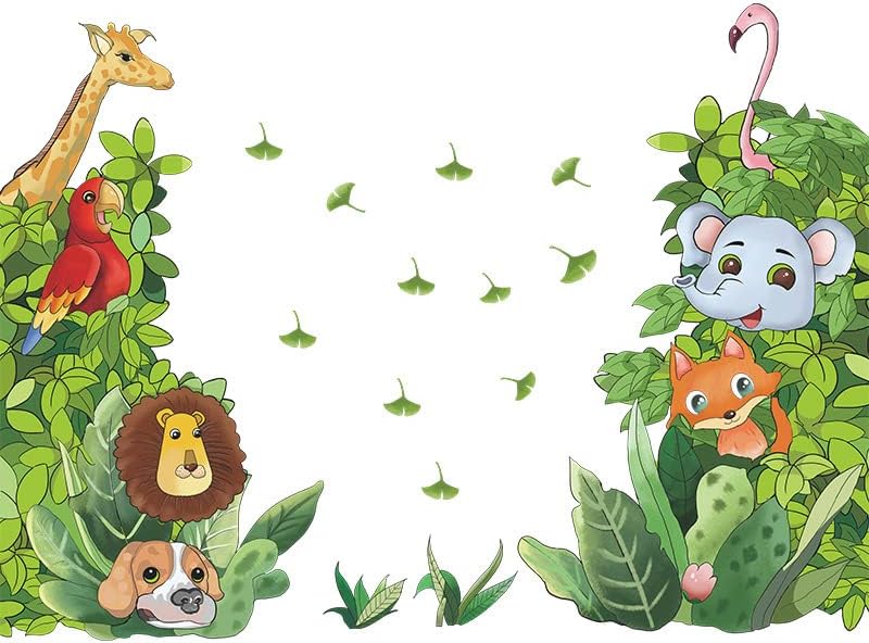 Clest verdure crtani životinje tropske zelene biljke tema zidna naljepnica za djecu spavaće sobe dnevna soba vrtić za igralište