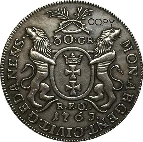 Izazov novčića 1763 Poljske kovanice Kopirajte 33 mm kopiranje ukrasa Zbirke kolekcije novčića