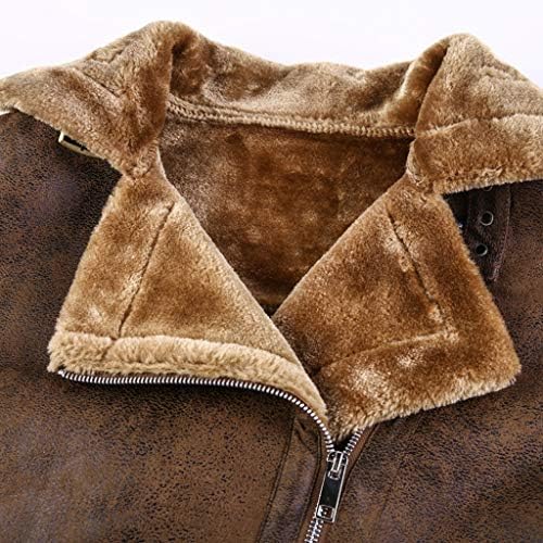 Muška zimska teretna jakna Vintage okretni ovratnik Čvrsta imitacija kožna fleke obložena zadebljana vojna bluza