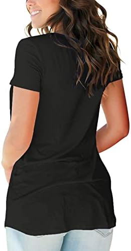 Meka udobna odjeća trendi kratka rukava pamučna brunch bluza majica za ženske v vratne majice ljetne jesenske djevojke 81
