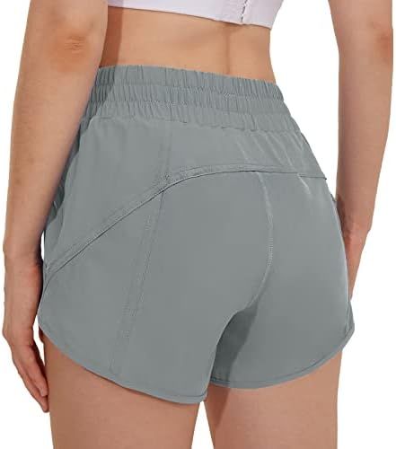 Aurefin 4 '' Ženske kratke hlače s niskim strukom, brze suhe atletske kratke hlače s oblogom i džepom s patentnim zatvaračem