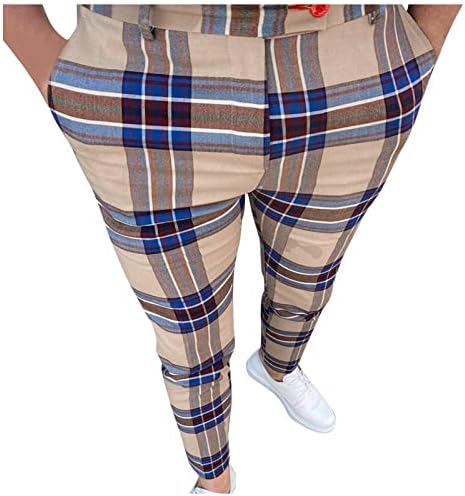 Diyago muškarci uredske hlače modne ležerne hlače dizajner mršave hlače vintage olovke hlače stilski karirani prugasti odijelo