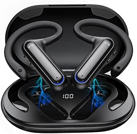 Jassco Bluetooth slušalice, bežične slušalice s otvorenim ušima s ušima, 40h reprodukcije bez ikakvih ruku s LED zaslonom,