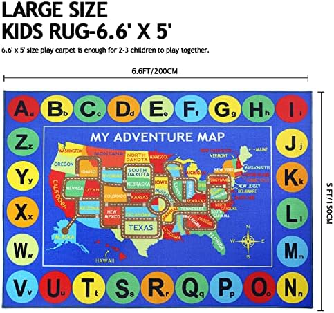 CapslPad Kids prostirka USA MAP Djeca igraju prostirku 6'6 X 5 'velike veličine ABC aberabet obrazovanje učionice učionice