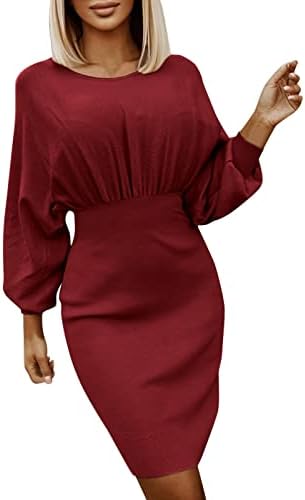 Žene jesenske i zimske čvrste boje Velika pletena haljina od rukava za rukave male žene male žene