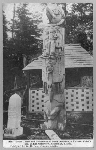 PovijesneFindings Foto: Grave Totem, nadgrobni spomenik Davida Andrews, Ketchikan, Aljaska, AK, 1900-1930, Tlingit
