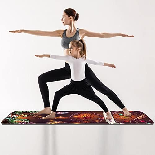 Yoga Mat 72 x 24 Boho stil ilustracija Dreamcatcher ekološkog prostirke za ne -klizanje za pilates i podne vježbe