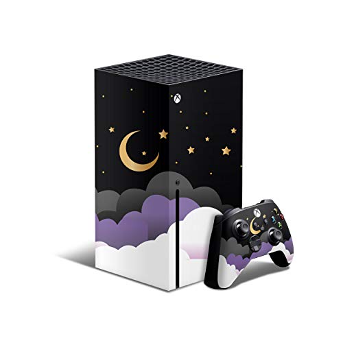 Zoomhitskins kompatibilan za Xbox Series X Skin, Series X kožni poklopac, Black Purple Night Star Sky Golden Cloud Kawaii