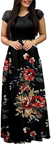 Petyczen maxi haljina za žene ljeto 2023 plus cvjetni print cvjetni boho duge haljine casual flowy swing plaža na plaži zabave