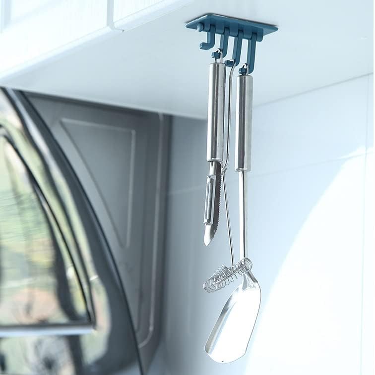 SCDZS 4PCS kreativni četvero povezani rotirajuća viskozna kuka kupaonica kuhinja zid bez udaraca, nosač za odlaganje ključeva