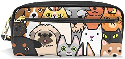 Alaza Slatka olovka za olovke Doodle Doos i mačje lica životinjski šareni olovci Organizator PU Koža Komična torba za šminkanje