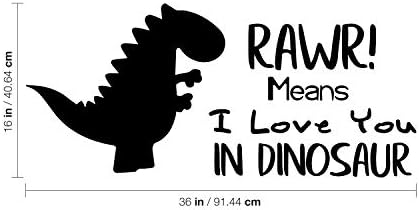 Naljepnica vinil zida - RAWR znači da te volim u dinosauru - 16 x 36 - Slatki dječaci djevojčice djeca ljepljiva naljepnica