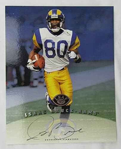 Isaac Bruce potpisao Auto Autograph 1997 Leaf Signature 8x10 Nogometna karta - Autografirane NFL fotografije