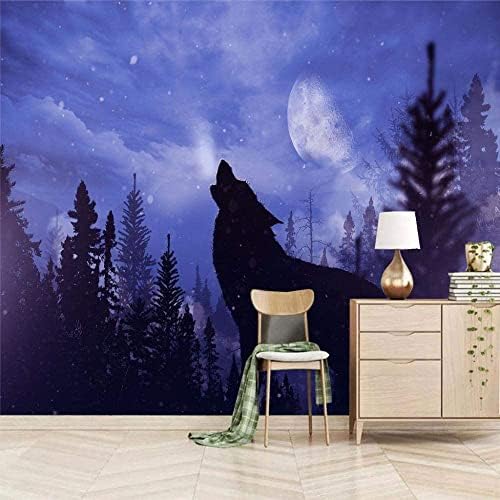 Mjesec Animal Night Wolf 3d zidni zidni zidi spavaća soba Velike pozadine dnevna soba ogulite se i zalijepite samo ljepljive