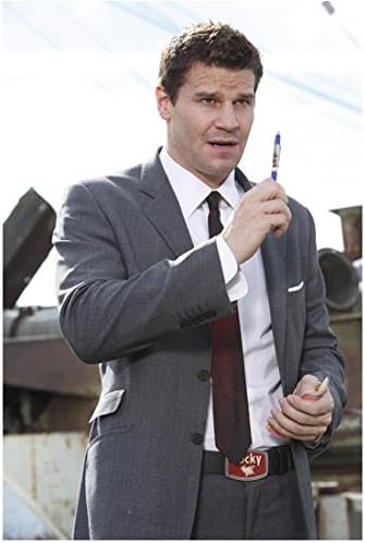 Bones David Boreanaz kao specijalni agent Seeley Booth koji drži olovku u sivom odijelu 8 x 10 inča fotografija