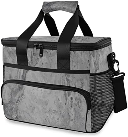 Velika torba za piknik, izolirana torba za višekratnu upotrebu od sivog mramora, prijenosna kutija za ručak koja se može