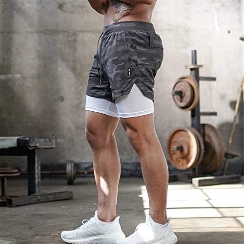 Adongnywell muški 2 u 1 trčanju kratkih hlača Gym Workout Quick Dry Unutarnja kompresija Kratke hlače hlače s džepom