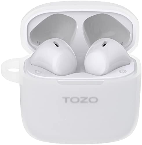 Tozo A3 bežični uši Bluetooth 5.3 Pola u uhu lagane slušalice White & Tozo A3 Zaštitni silikonski futrola bijela