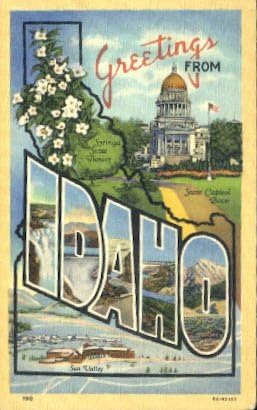 Pozdrav iz Idaho razglednice