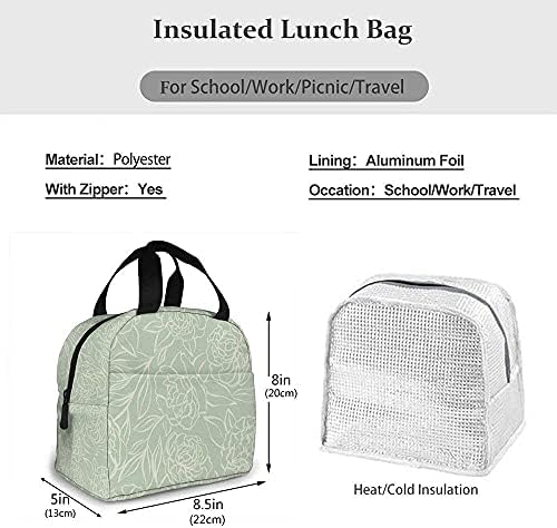 Izolirana torba za ručak zelena torba za uredski rad škole za zabavu na brodu za piknik