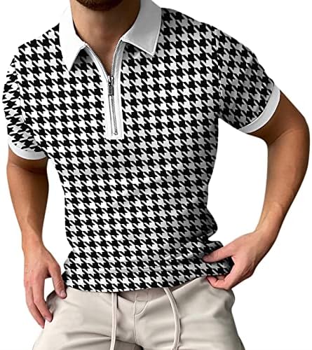Ljetni tragovi za muškarce povremeni zip up majice s kratkim rukavima Henley i kratke hlače Sports Set Vintage Plaid Workout